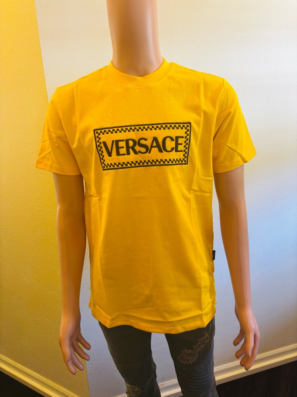 Versace Bold Yellow Logo Short-Sleeve Tee